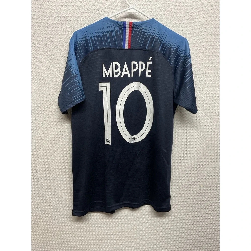 Reissue Kylian Mbappe #10 France Nike 2018 Football Shirt Soccer Jersey Men's XL